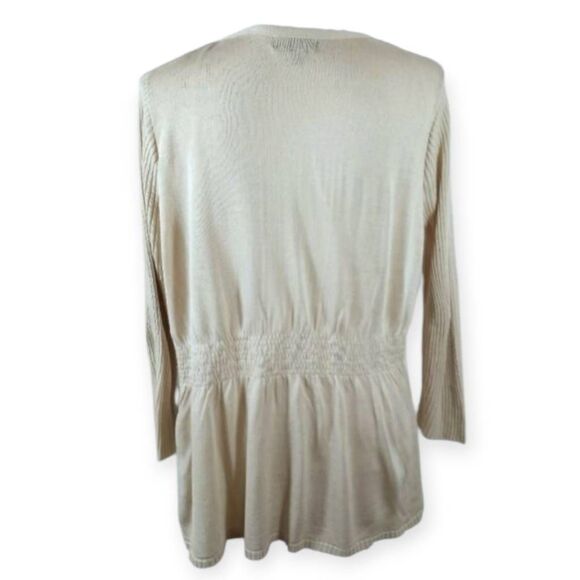ONE A CREAM STRIPE CARDIGAN SZ.L EUC - Picture 2 of 4